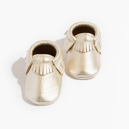 Freshly Picked Platinum Moccasin Baby Shoe