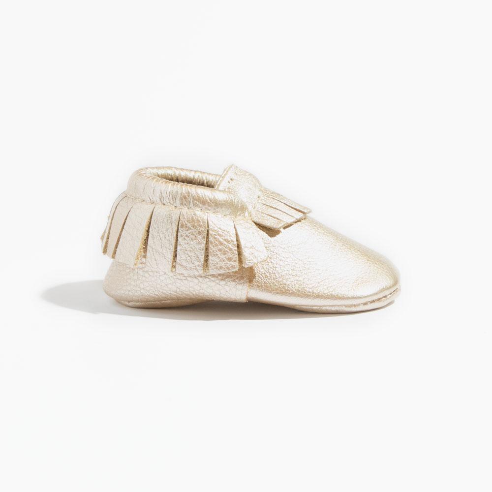 Freshly Picked Platinum Moccasin Baby Shoe