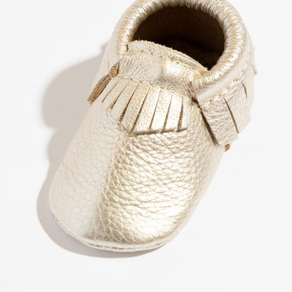 Freshly Picked Platinum Moccasin Baby Shoe