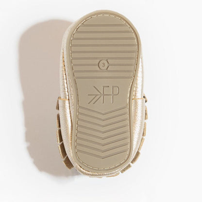 Freshly Picked Platinum Moccasin Baby Shoe