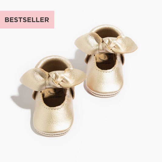 Freshly Picked Platinum Knotted Bow Baby Shoe