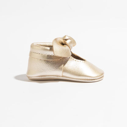 Freshly Picked Platinum Knotted Bow Baby Shoe