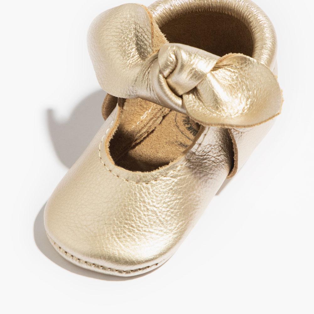 Freshly Picked Platinum Knotted Bow Baby Shoe