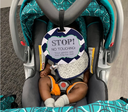 Three Little Tots Stop No Touching Boy Car Seat Sign Tag