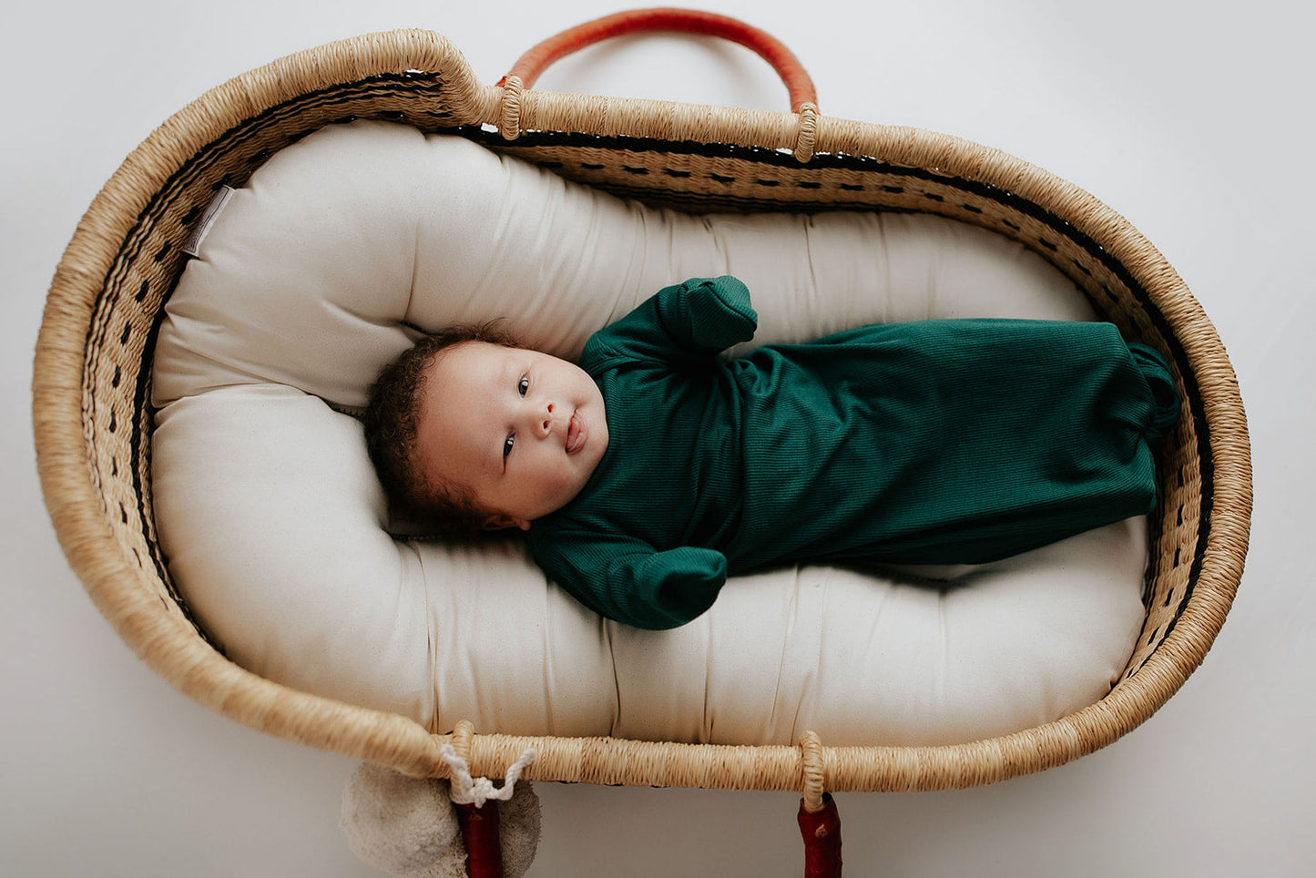 Three Little Tots Forest Green Knotted Newborn Baby Gown