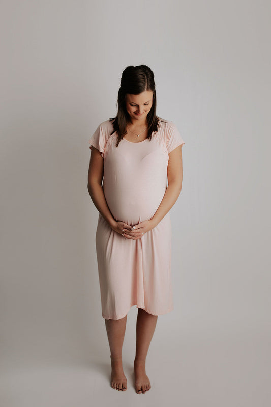 Three Little Tots Heavenly Pink Mommy Labor and Delivery Nursing Hospital Gown