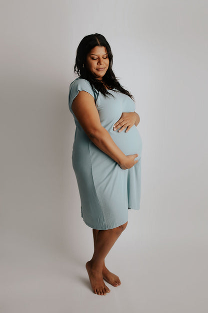 Three Little Tots Ribbed Blue Bird Labor and Delivery Nursing Hospital Gown