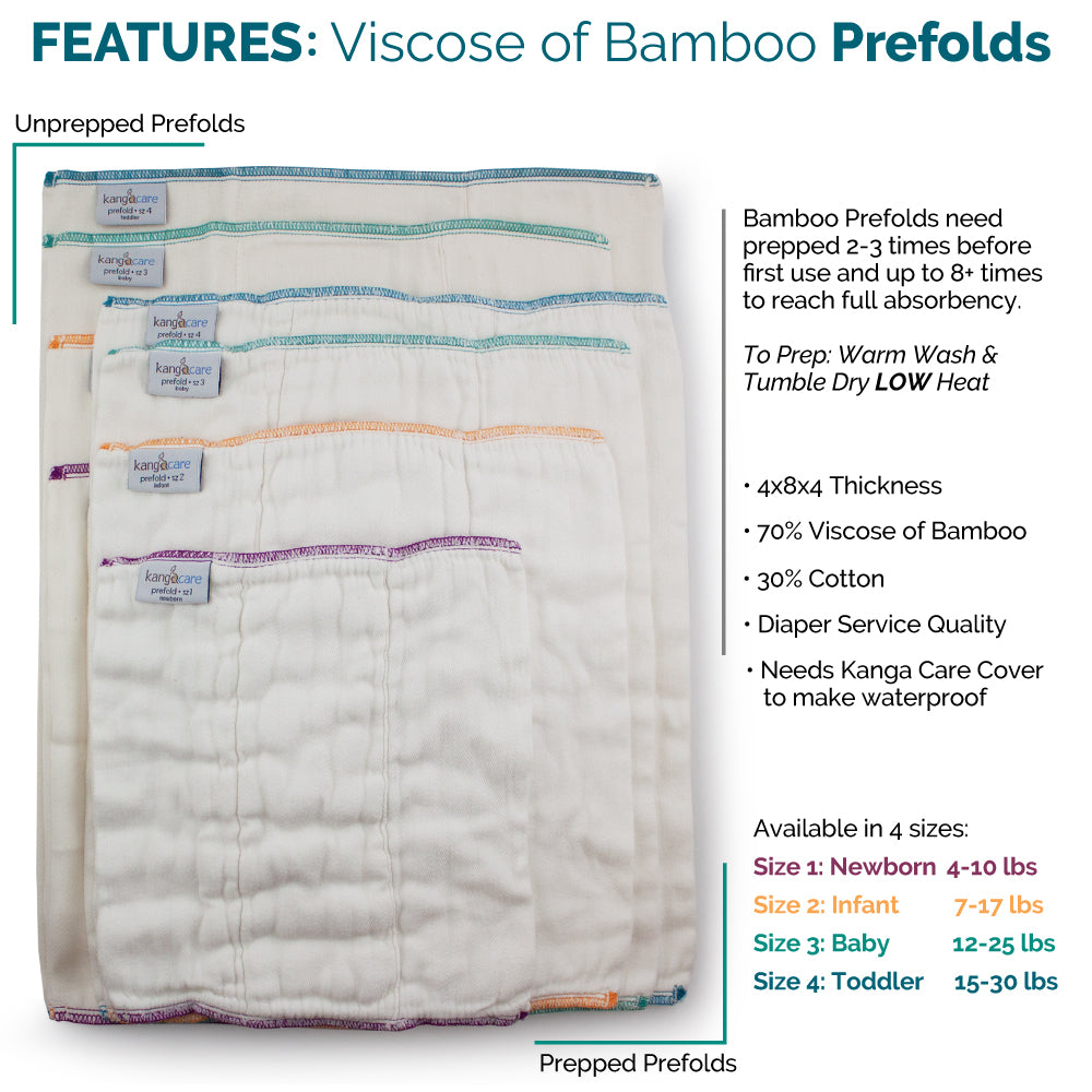 Kanga Care Bamboo Prefold Cloth Diapers (6-Pack) - Size 4: Toddler