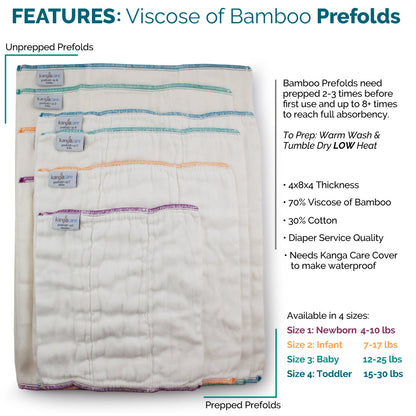 Kanga Care Bamboo Prefold Cloth Diapers (6-Pack) - Size 2: Infant