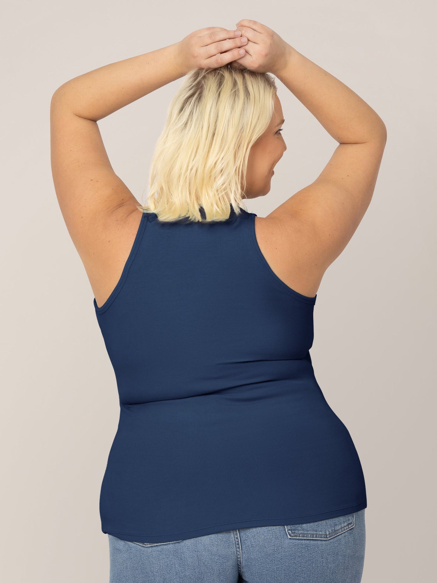 Kindred Bravely Ribbed Bamboo Racerback Nursing Tank Navy