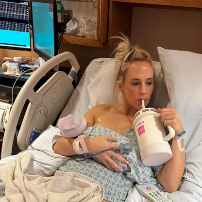 momjug™ Breastfeeding Water Bottle - 50oz Hydration with Breast Indicator & Pacifier Clip