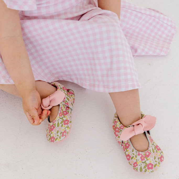 Freshly Picked Spring Bouquet Knotted Bow Baby Shoe
