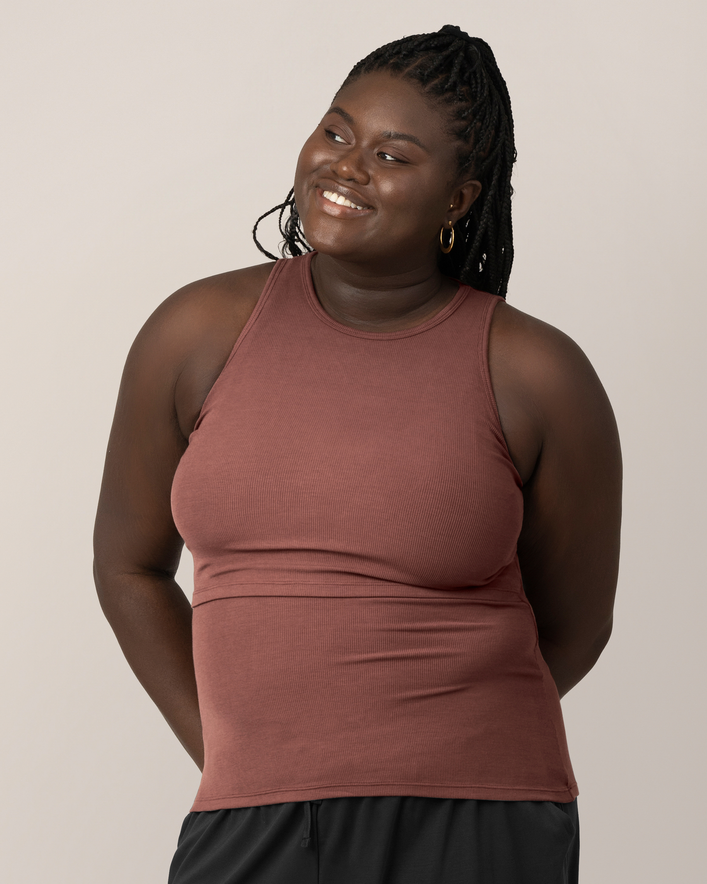 Kindred Bravely Ribbed Bamboo Racerback Nursing Tank Redwood