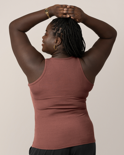 Kindred Bravely Ribbed Bamboo Racerback Nursing Tank Redwood