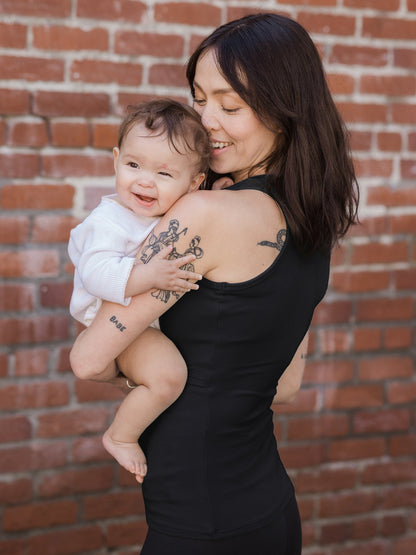 Kindred Bravely Ribbed Bamboo Racerback Nursing Tank Black