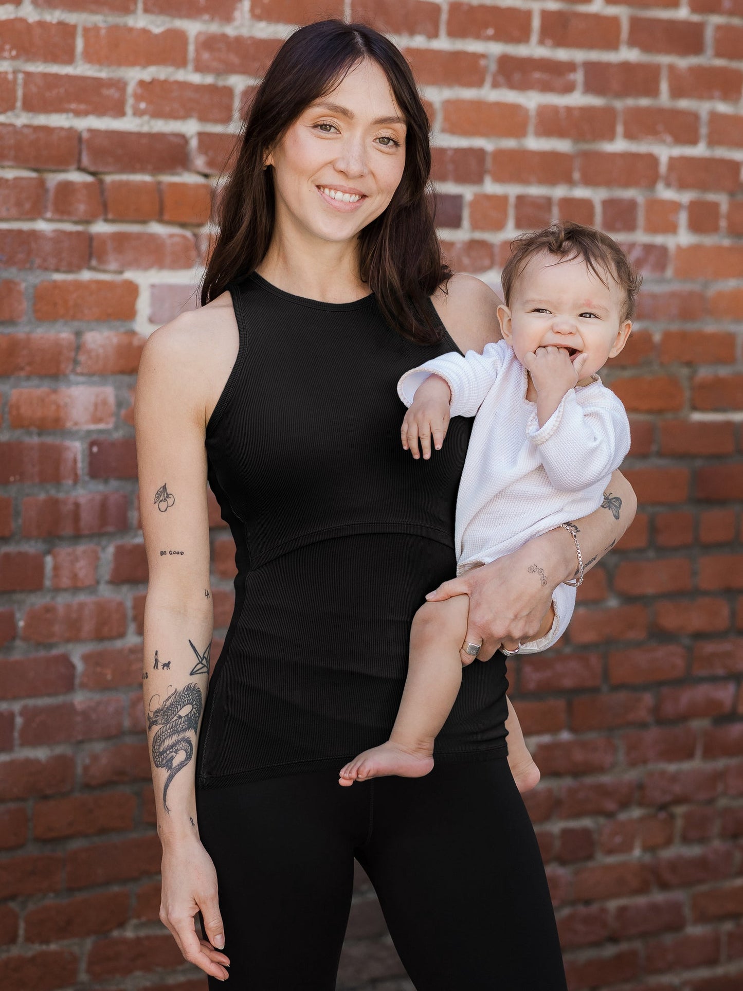 Kindred Bravely Ribbed Bamboo Racerback Nursing Tank Black