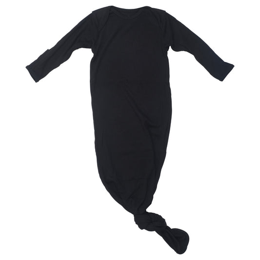 Three Little Tots Black Ribbed Knotted Baby Gown