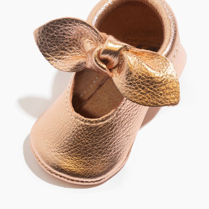 Freshly Picked Rose Gold Knotted Bow Baby Shoe