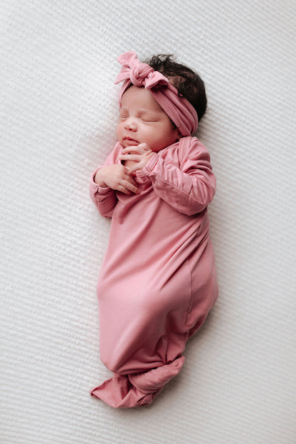 Three Little Tots Rose Knotted Newborn Baby Gown