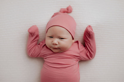 Three Little Tots Rose Knotted Newborn Baby Gown