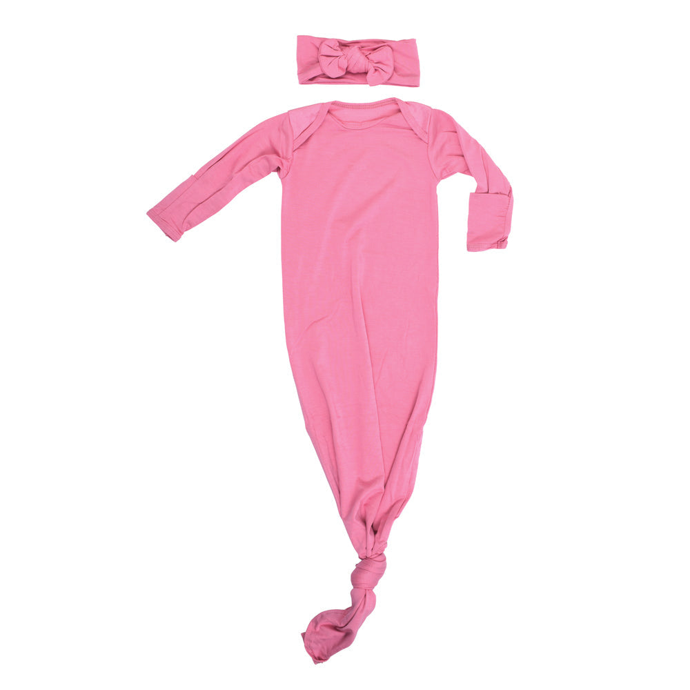 Three Little Tots Rose Knotted Newborn Baby Gown