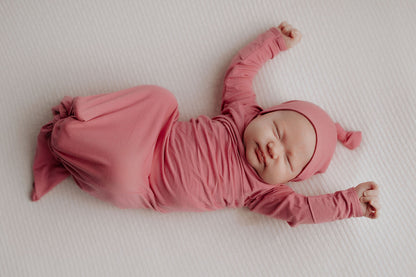 Three Little Tots Rose Knotted Newborn Baby Gown