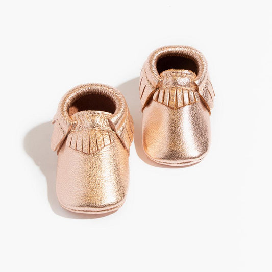 Freshly Picked Rose Gold Moccasin Baby Shoe