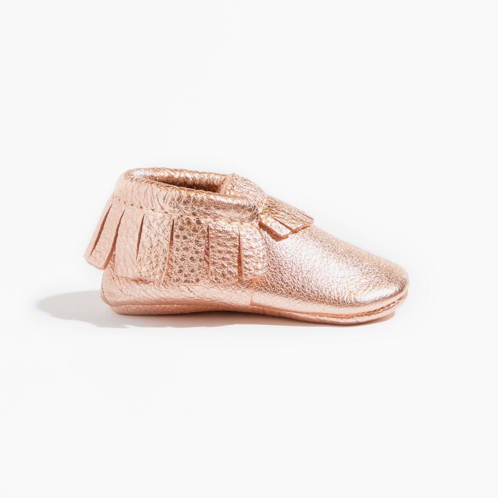 Freshly Picked Rose Gold Moccasin Baby Shoe