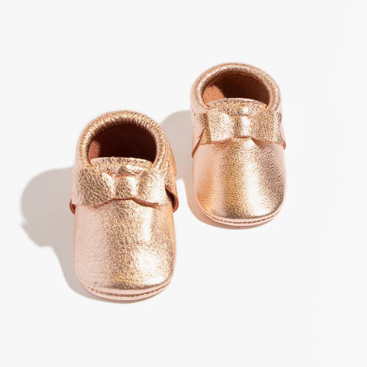 Freshly Picked Rose Gold Bow Baby Shoe