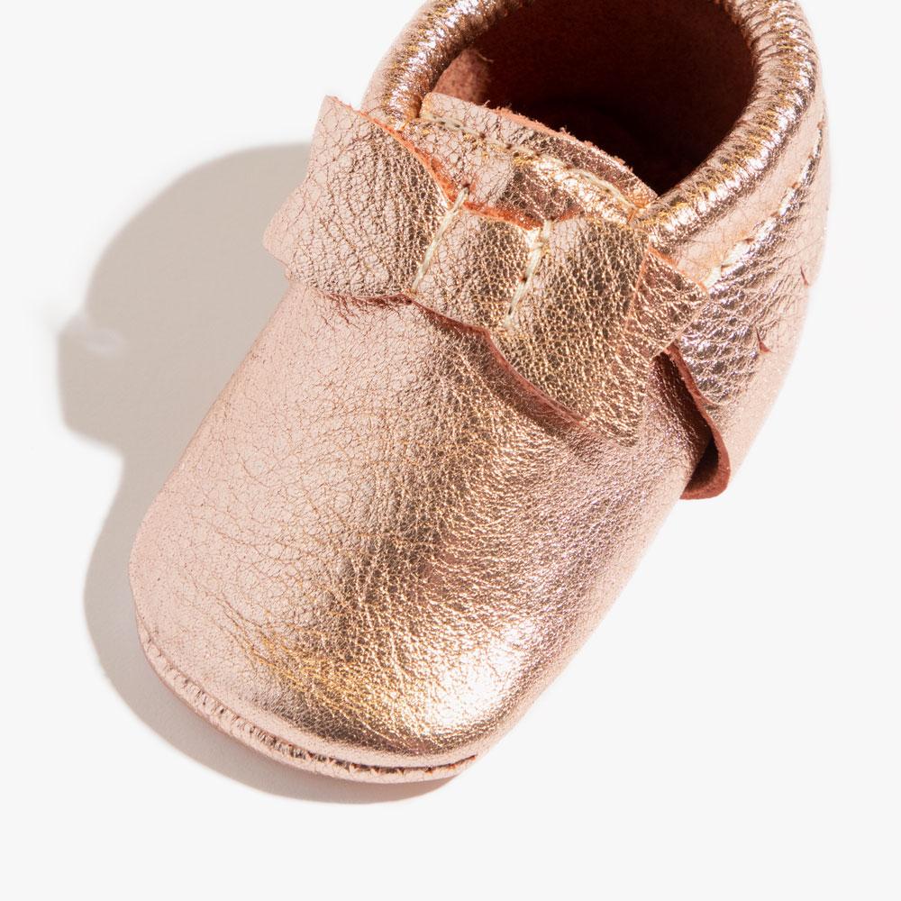 Freshly Picked Rose Gold Bow Baby Shoe
