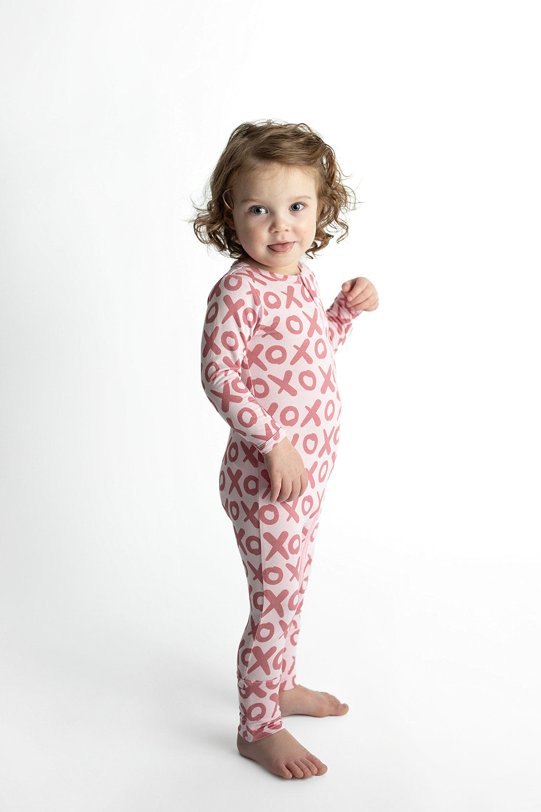 Three Little Tots Valentine's Day XOXO Bamboo Newborn Zipper Pajamas Sleepers