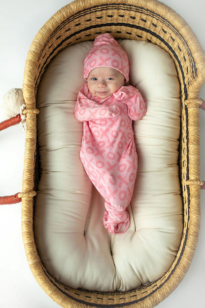 Three Little Tots XOXO Love Valentine's Day Knotted Newborn Baby Gown
