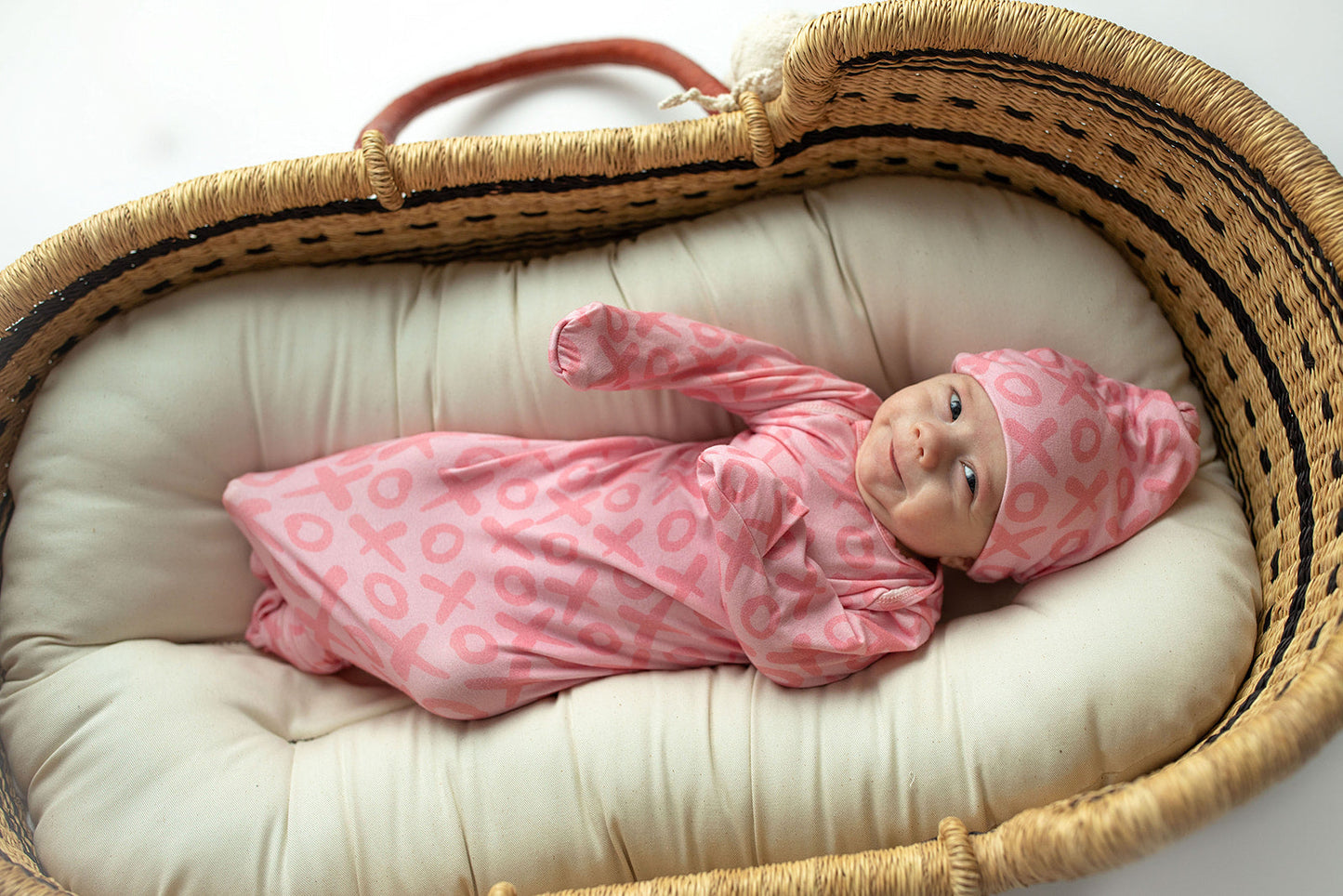 Three Little Tots XOXO Love Valentine's Day Knotted Newborn Baby Gown