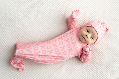 Three Little Tots XOXO Love Valentine's Day Knotted Newborn Baby Gown