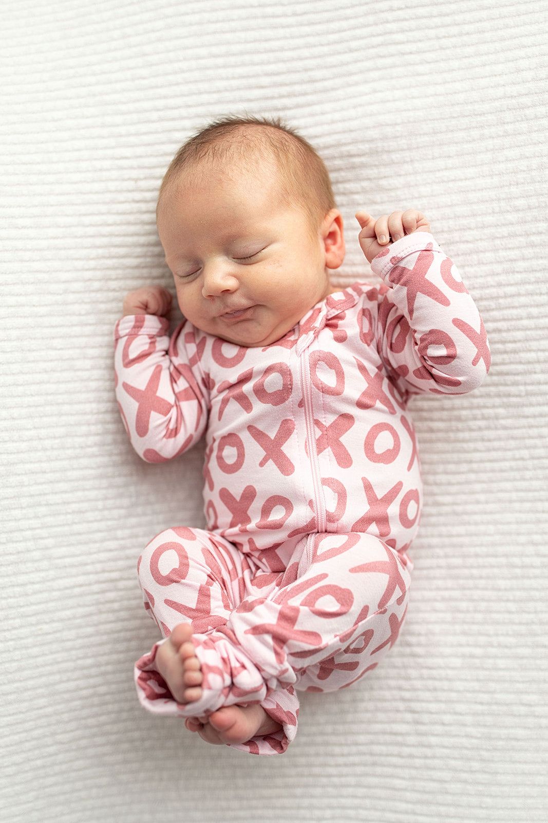 Three Little Tots Valentine's Day XOXO Bamboo Newborn Zipper Pajamas Sleepers