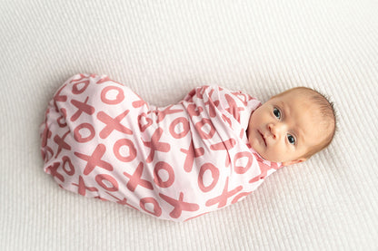 Three Little Tots Valentine's Day XOXO Bamboo Newborn Swaddle Blanket