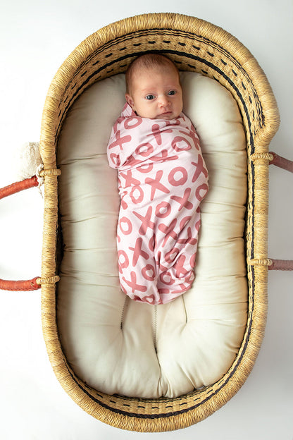Three Little Tots Valentine's Day XOXO Bamboo Newborn Swaddle Blanket