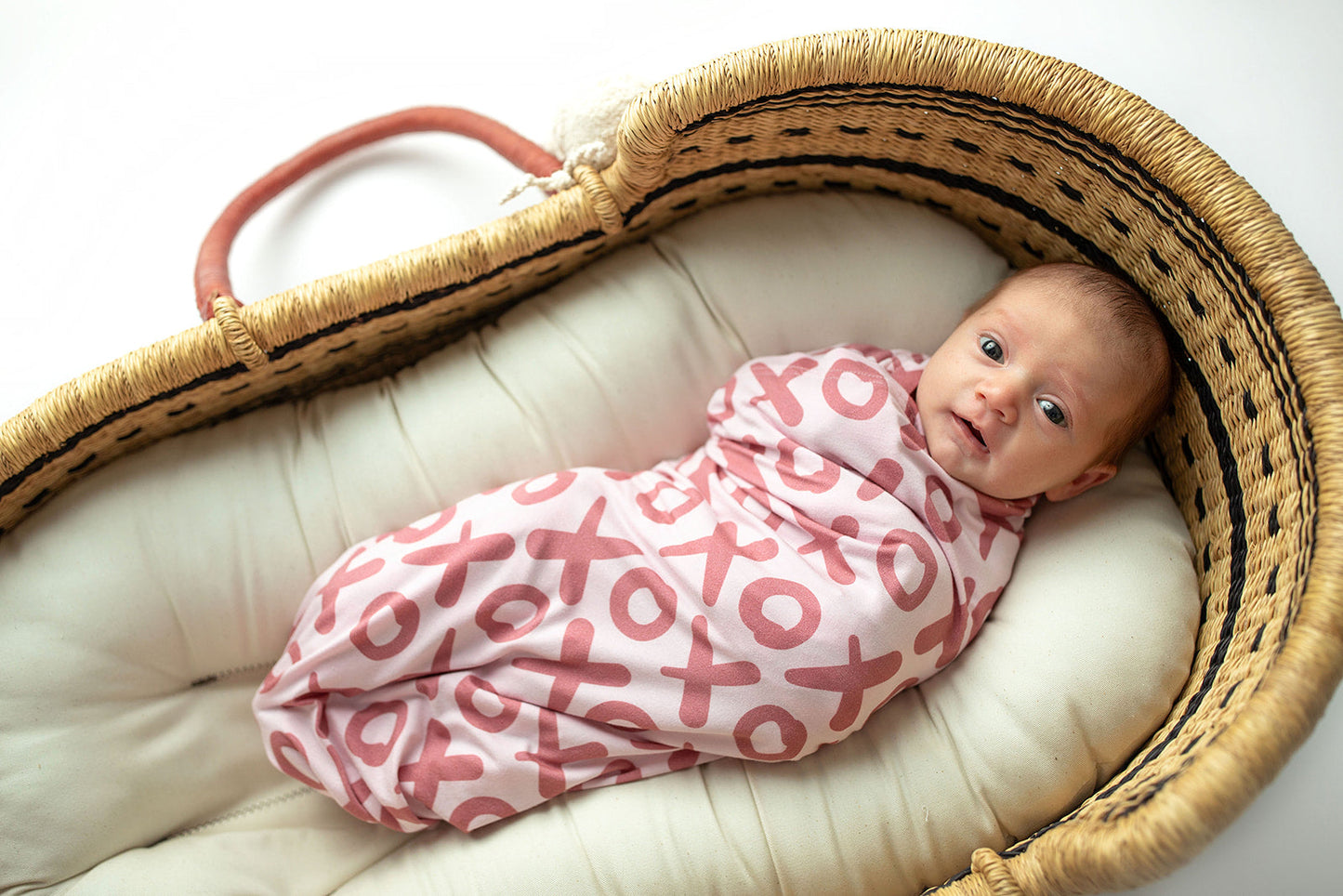 Three Little Tots Valentine's Day XOXO Bamboo Newborn Swaddle Blanket