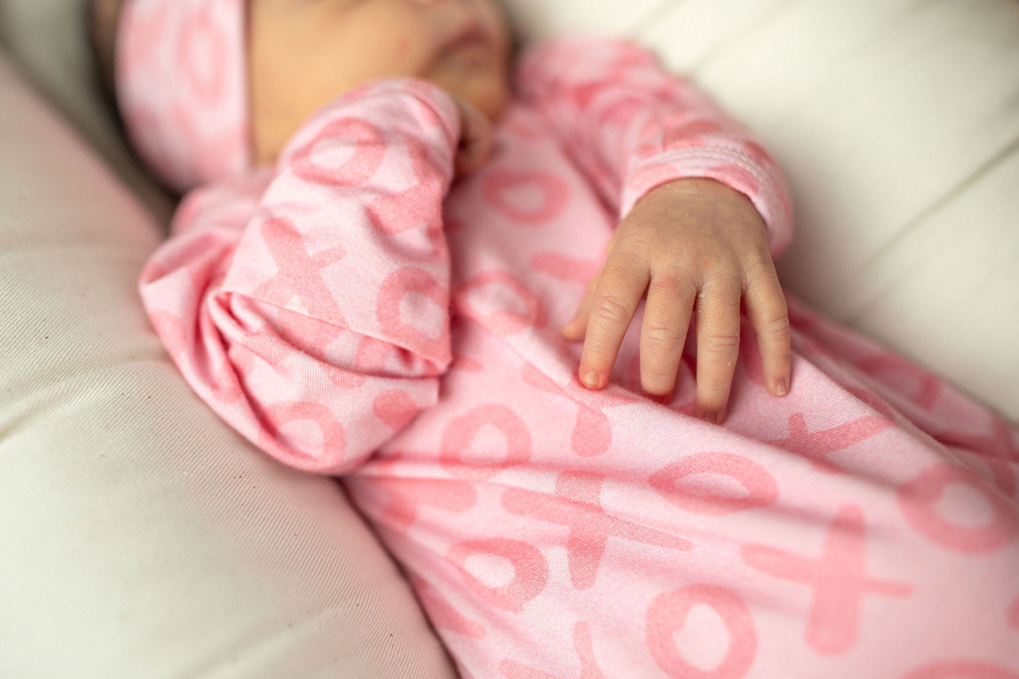 Three Little Tots XOXO Love Valentine's Day Knotted Newborn Baby Gown