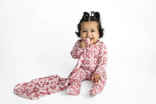 Three Little Tots Valentine's Day XOXO Bamboo Newborn Lovey Small Blanket