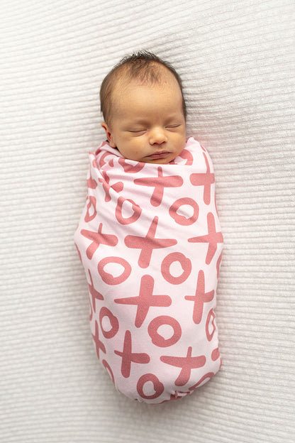 Three Little Tots Valentine's Day XOXO Bamboo Newborn Swaddle Blanket