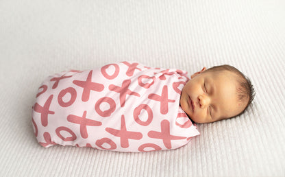 Three Little Tots Valentine's Day XOXO Bamboo Newborn Swaddle Blanket