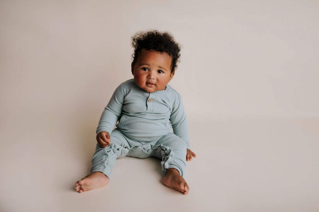 Three Little Tots Robbins Egg Baby Ribbed Playsuit with Pockets
