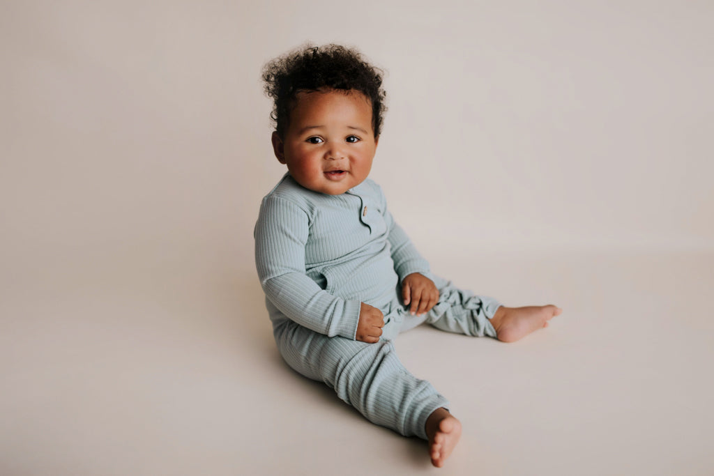 Three Little Tots Robbins Egg Baby Ribbed Playsuit with Pockets