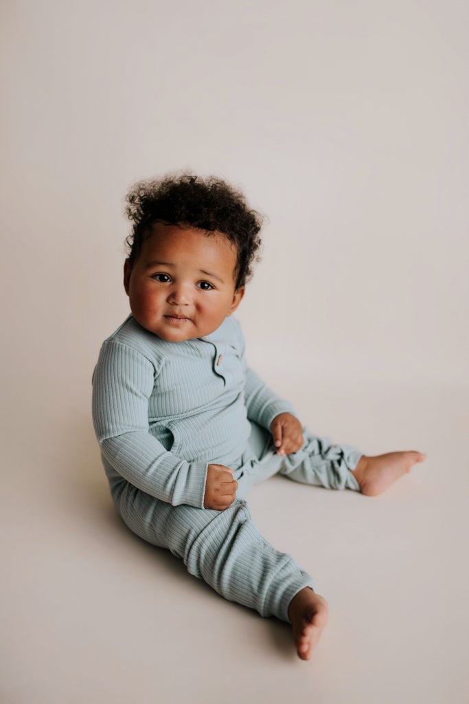 Three Little Tots Robbins Egg Baby Ribbed Playsuit with Pockets