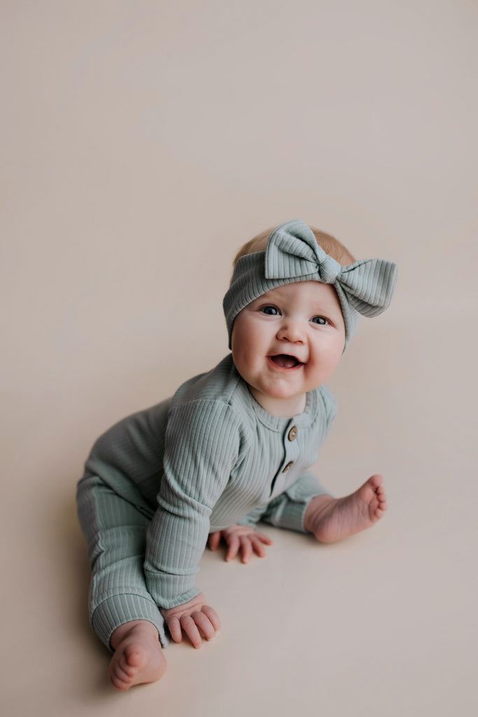 Three Little Tots Robbins Egg Baby Ribbed Playsuit with Pockets
