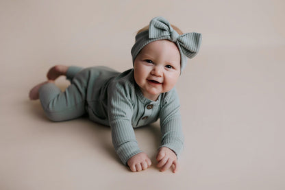 Three Little Tots Robbins Egg Baby Ribbed Playsuit with Pockets