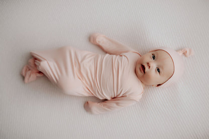 Three Little Tots Heavenly Pink Newborn Knotted Baby Gown