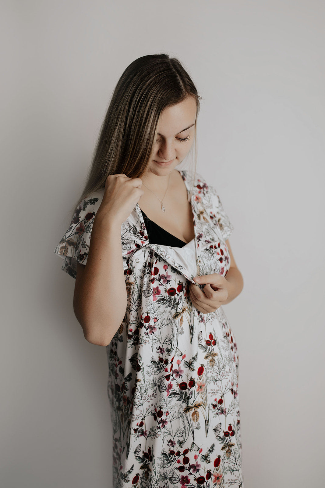 Three Little Tots Floral Mommy Labor and Delivery Nursing Hospital Gown