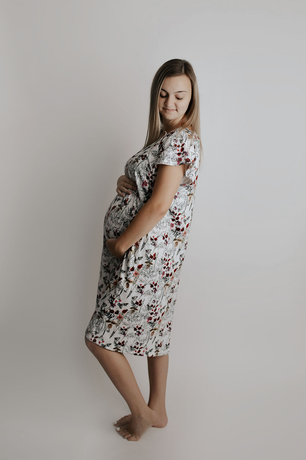 Three Little Tots Floral Mommy Labor and Delivery Nursing Hospital Gown